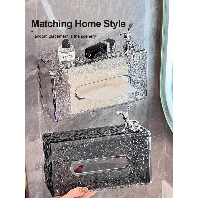 mr basket Wall Mounted Household Bathroom Tissue Box Wash Face Towel Storage Box Multifunctional Creative Kitchen Drawer Box