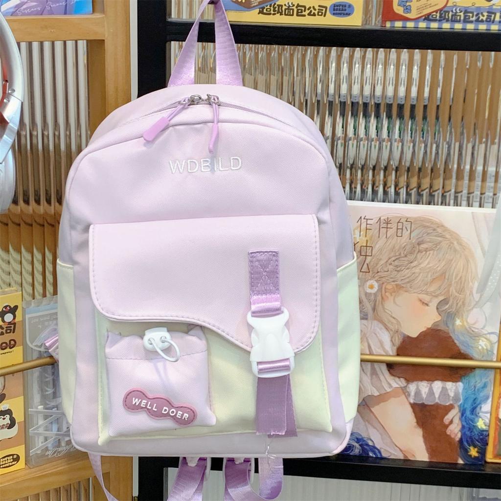 Schoolbag cute contrasting color student travel small schoolbag female dopamine high value children versatile lightweight backpack