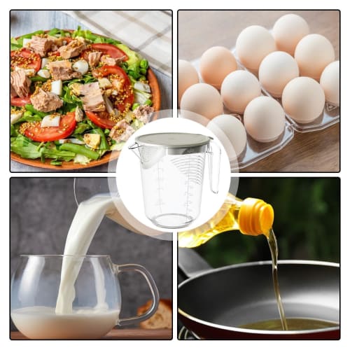 Transparent Measuring Cup - 1000ml Multifunctional Filter Measuring Cup with Egg and Milk Whisk, Graduated Measuring Cup, 4 Capacity Units, Mixing Ket
