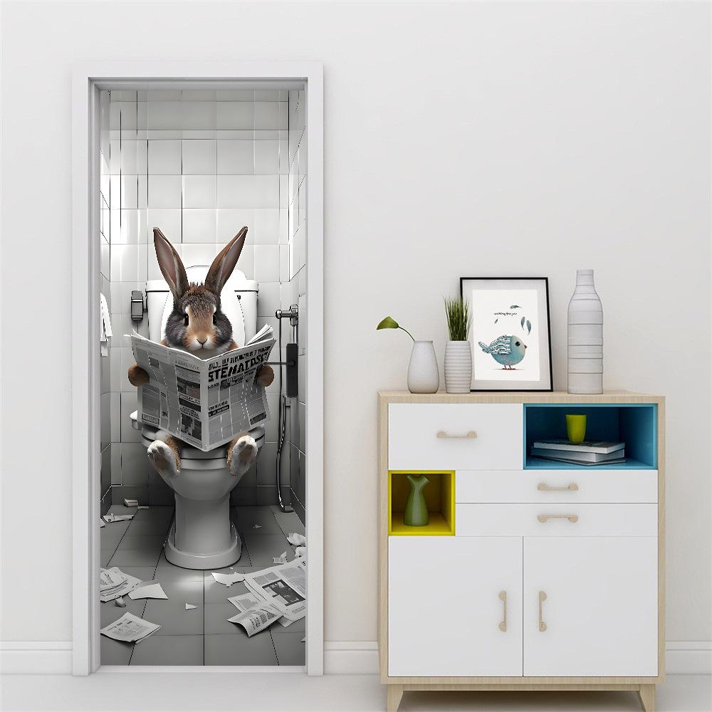 Fantastic Animal Self-Adhesive Wallpaper, Bedroom Self-Dipping 3D Door Sticker, Advanced Waterproof Door Frame Sticker