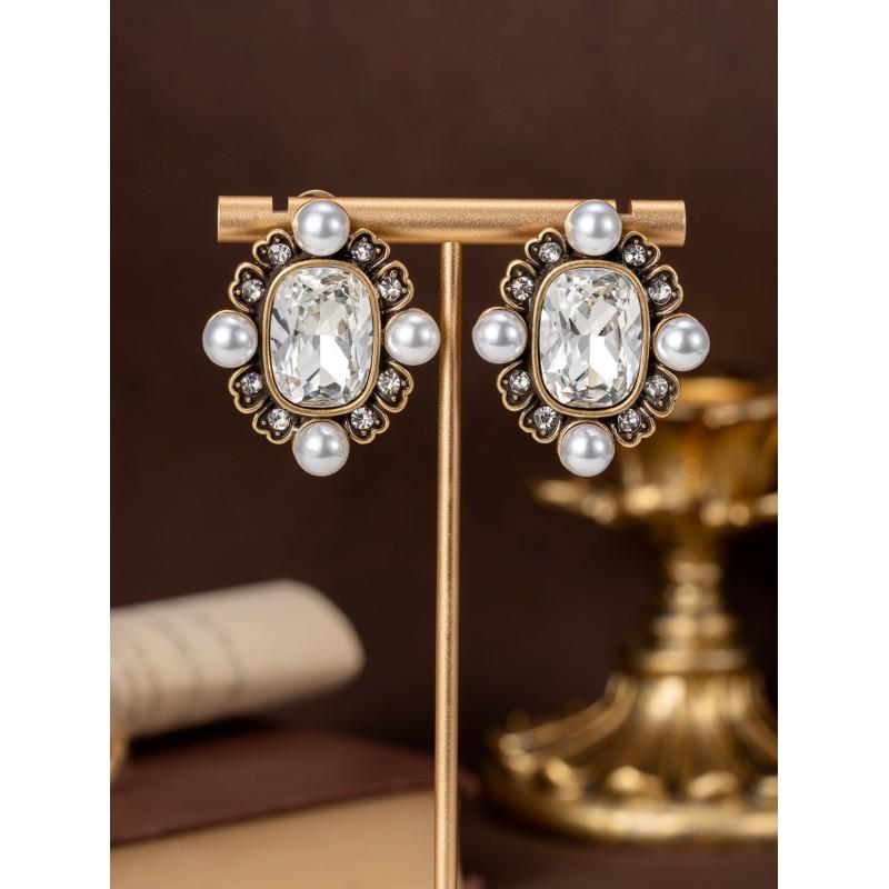 Vintage Earrings With A Classic Court Style Heart Of Ocean. Exquisite Available In Two Colors