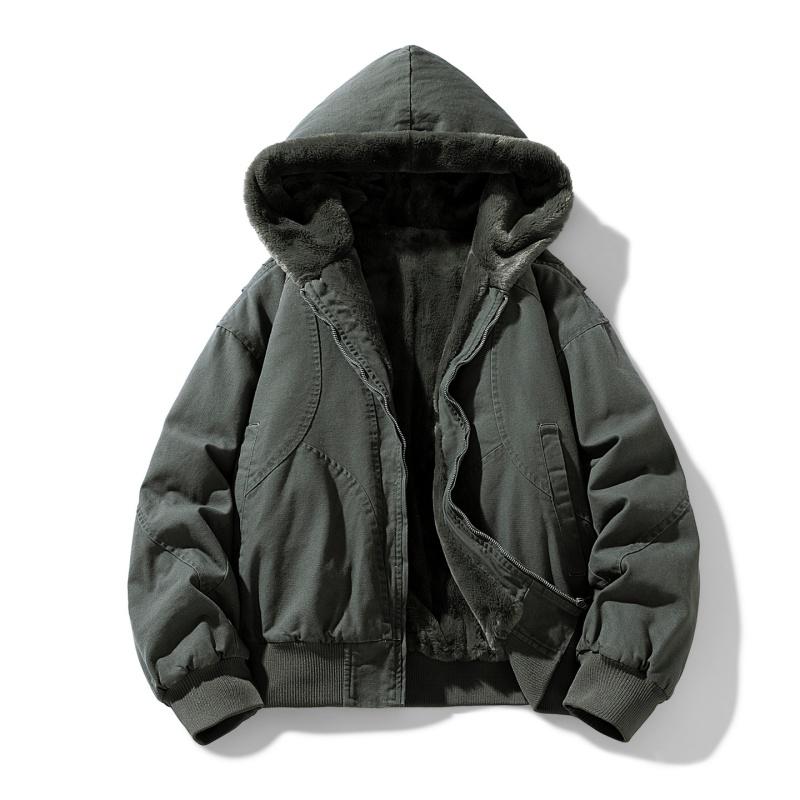 

Хлопковая куртка с меховым воротником, Мужская хлопковая куртка с толстым вельветом и теплым пухом, Мужская толстая куртка, Мужской стиль для преодоления хлопковой куртки XXXXL зелёный