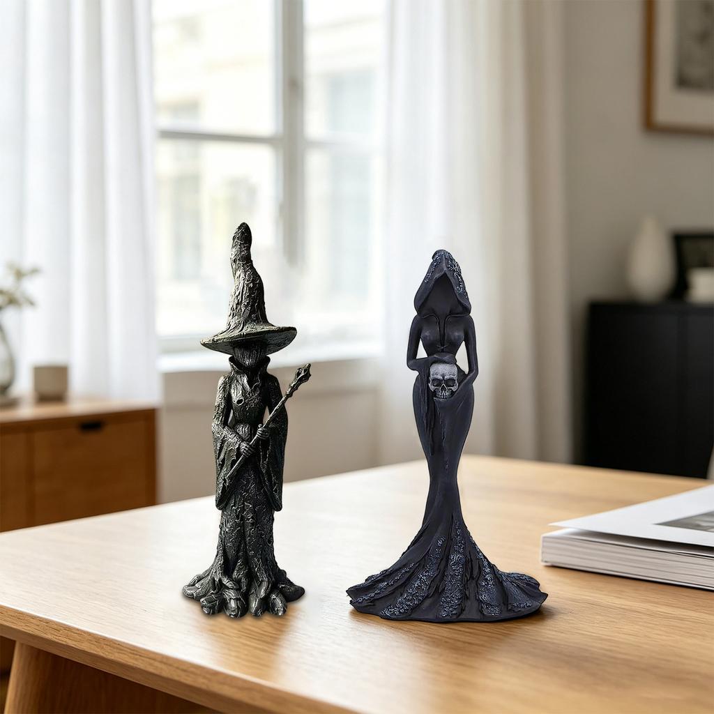 Witch Statue Resin Figurine Halloween Decor, Home Decoration Collectible