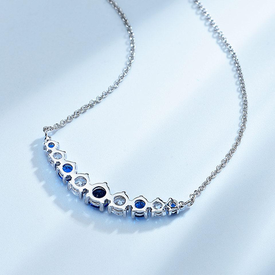 925 Silver Fashion Jewelry Women 45cm Blue White Zircon  Necklaces