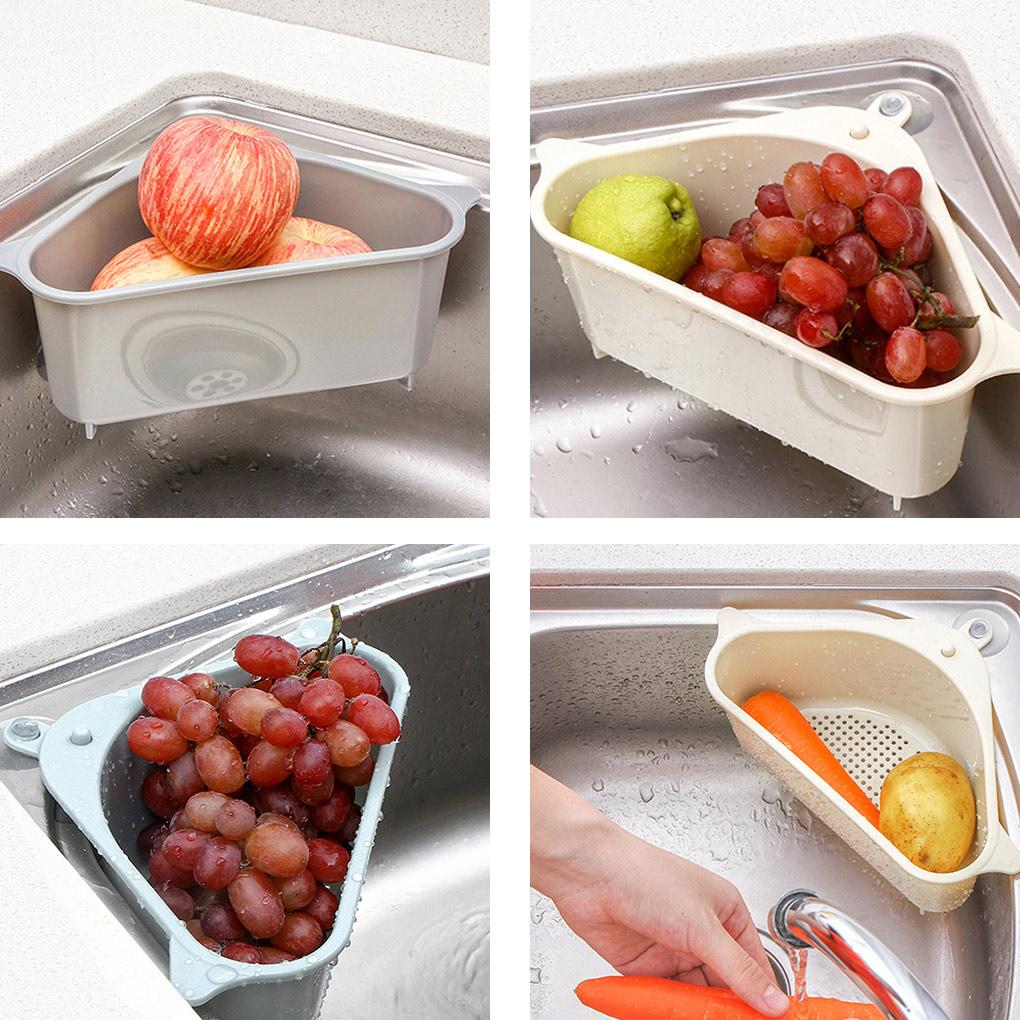 Triangular Sink Drain Shelf Rack Multifunctional Storage Holder Sucker Kitchen