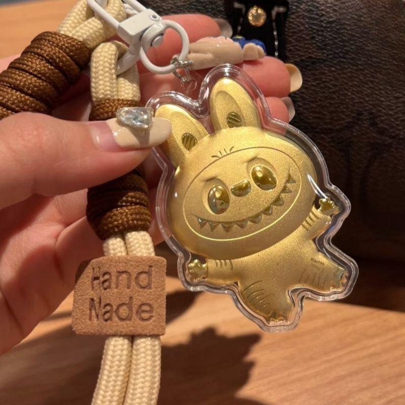 Cinnamoroll Gold Keychain & Monogram Leather Phone Bag with High-End Charm Pendant