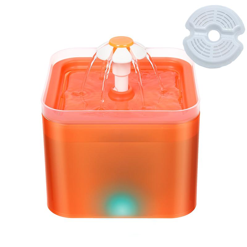

Automatic Pet Water Fountain 2L Cat Water Dispenser USB Mute Transparent Drinker Dog Drinking Feeder Bowl with LED Level Display помаранчевий