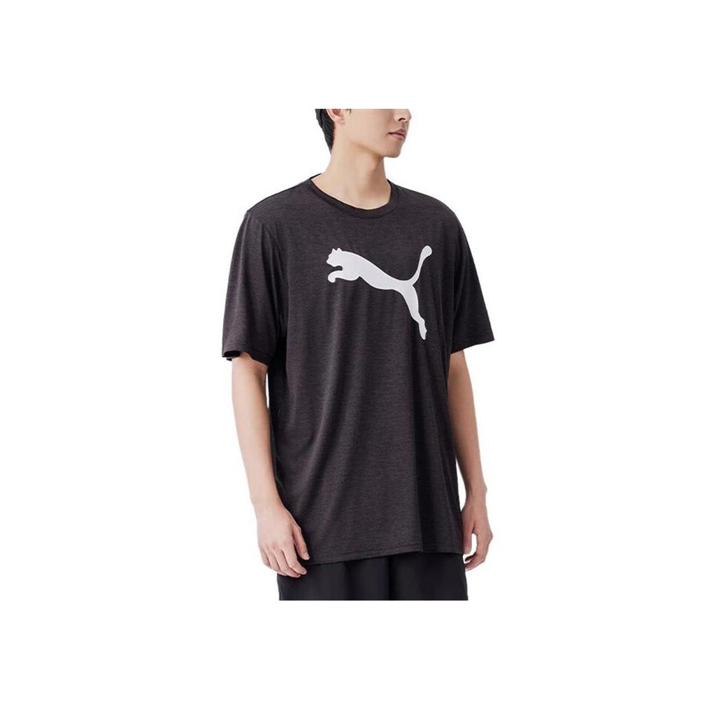 Puma Logo Reflective Moisture-Wicking Quick-Dry Breathable Short Sleeve T-Shirt Men Tops Black 520139-01