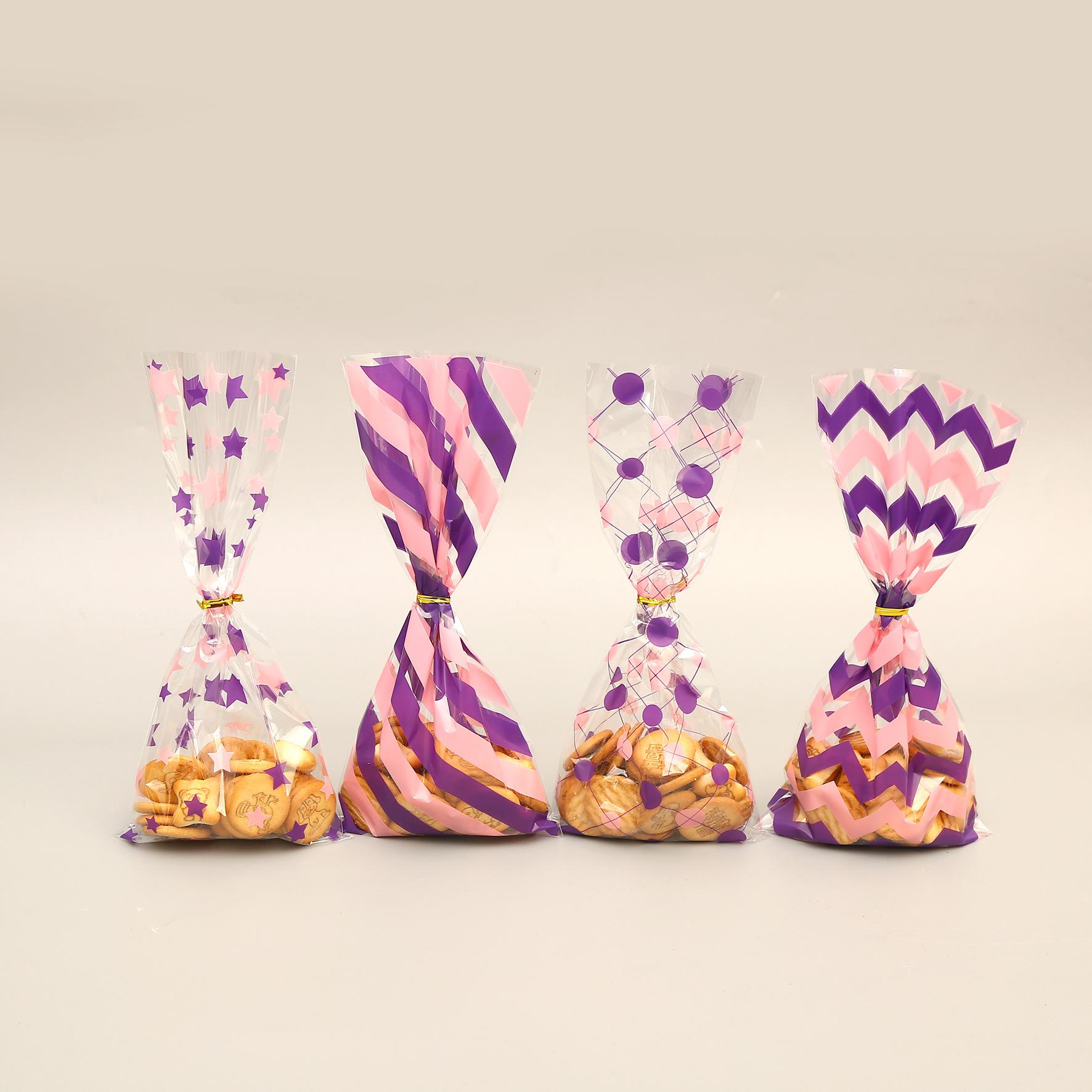 

С завязками Праздничные принадлежности Динозавр Единорог День Рождения Прозрачная упаковка Сумка Животное Пластиковый мешок для конфет Подарочный пакет Русалка Мультфильм Малыш 50 шт. фиолетовый светлый