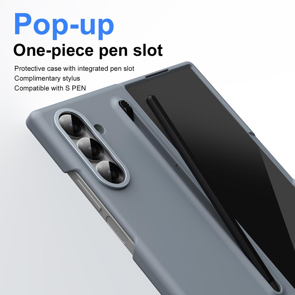 For Samsung Galaxy Z Fold 7 6 5 4 3 Case Color Skin Friendly Matte Elastic Pen Optional with Tempered Film Shockproof Hard Cover