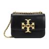 Eleanor Double T Logo Adjustable Chain Strap Leather Small Square Crossbody Shoulder Bag Small Size Women's Black