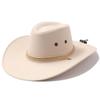 Unisex Wide Brim Straw Cowboy Hat with Windproof Rope and Sun Protection