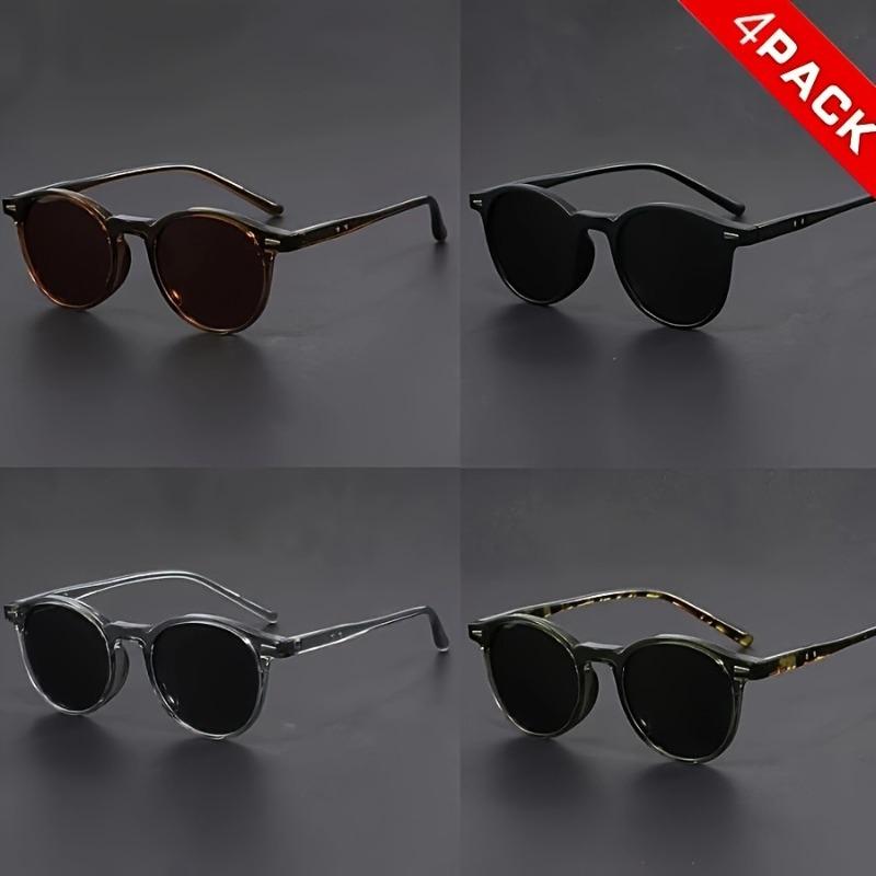 4 Pairs of Oval Frame Men's and Women's Fashionable Glasses Suitable for Daily Office Use and The Best Gift for Friends