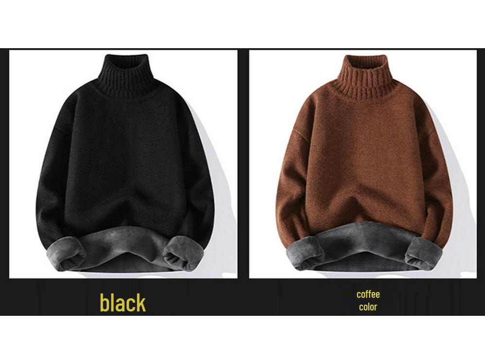Męski Sweter z Aksamitu z Wysokim Dekoltem Jesień/Zima 2025 - Gruby Ciepły Sweter Pulower Casualowy
