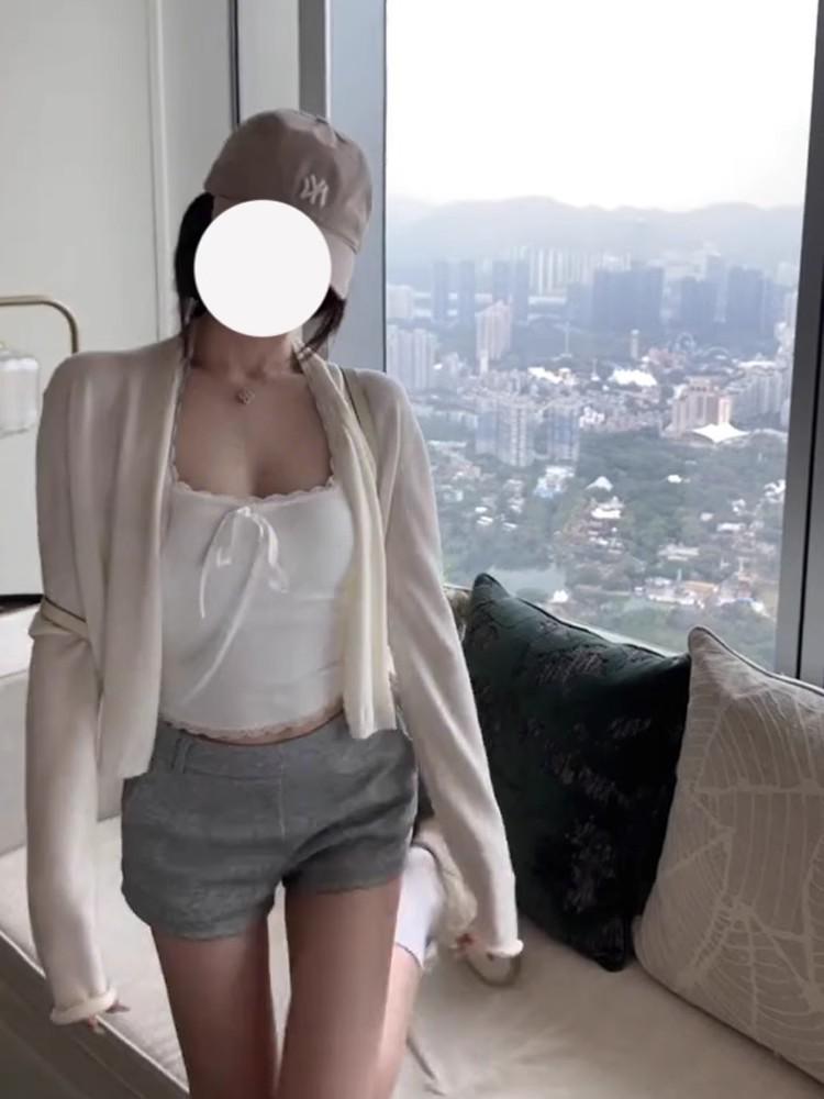 Women's White Lace Trim Halter Tank Top with Chest Pad - Summer Backless Outerwear