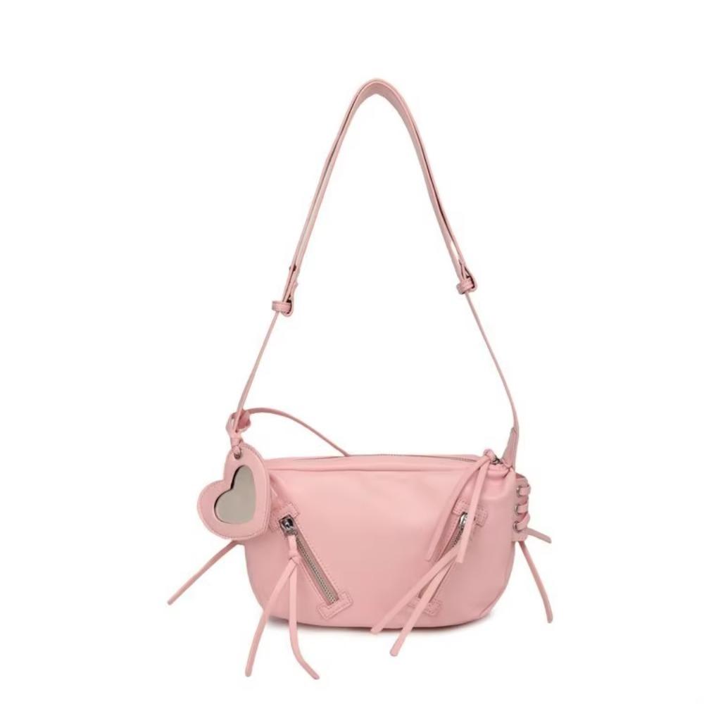 

Moto Style Korean Underarm Bag Elegant Y2K Punk Crossbody Bag Leather Shoulder Bag Woman Girls розовый