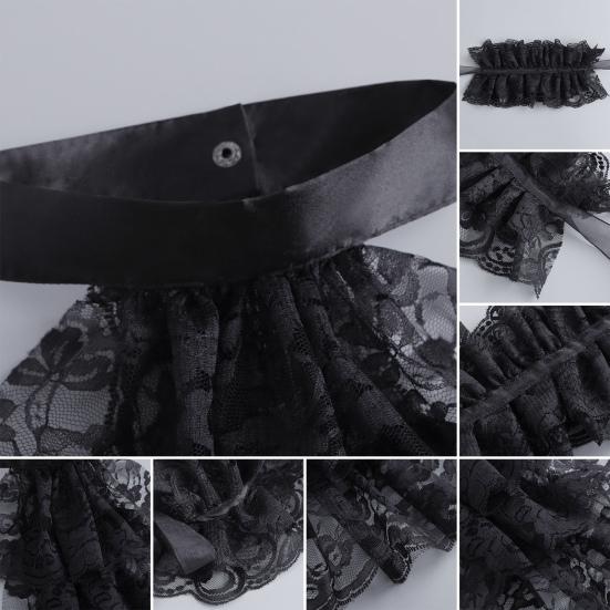 Neck Scarf with Lace Embroidery Retro Style Multi Layer Design Palace Collar Winter Outdoor Cycling Versatile Fashion Accessory