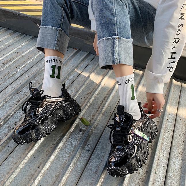 Sneakers Women Spring Fashion Sequined Cloth Bling Breathable Round Toe Leisure Chunky Women Shoes Tenis Feminino