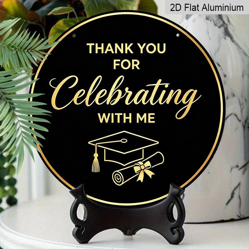 2D Flat Aluminum Graduation-themed Wall Decorations, Available In Various Sizes, Featuring A Black and Gold Minimalist Luxury Design, Making Them A