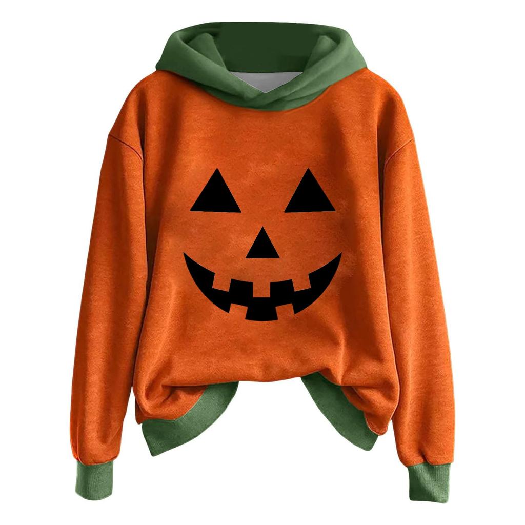 Ladies' Casual And Fashionable Color Blocked Long Sleeved Hooded Warm Shirt Loose And Comfortable Hoodie