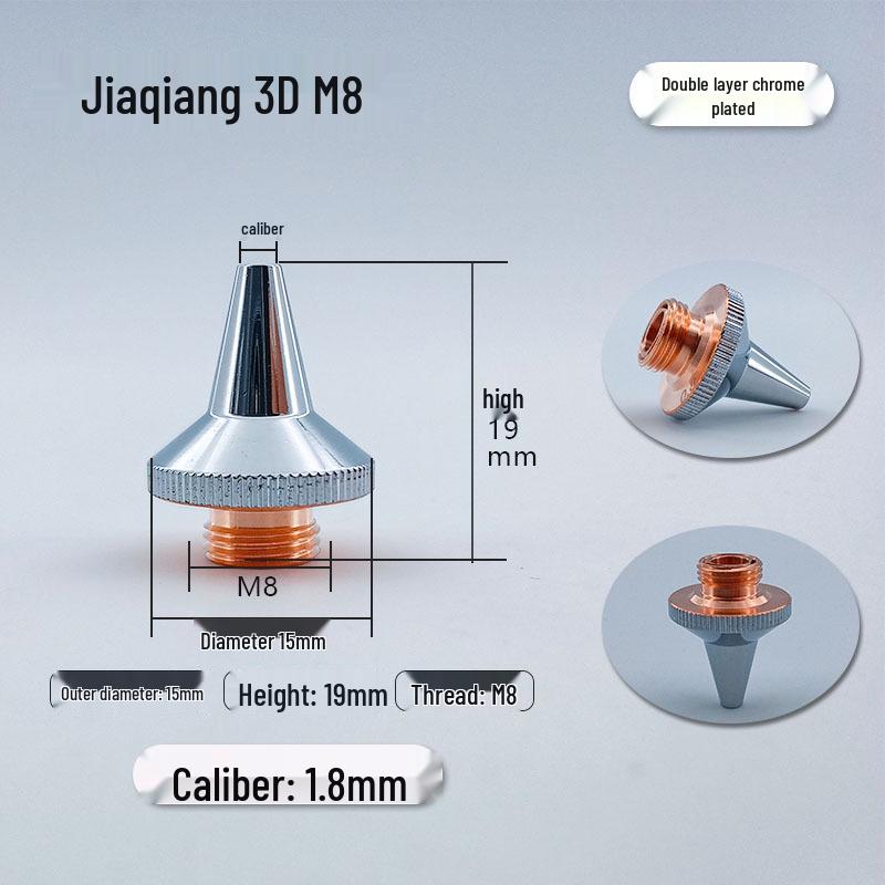 M8 Fiber Laser Tube Cutting Machine Nozzle, Chrome-Plated Purple Copper, Single/Double Layer