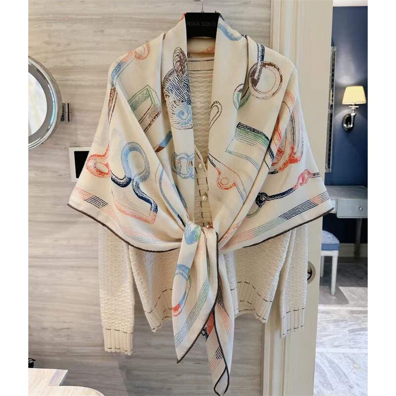 NINA SOLOR Equestrian Story Silk Wool Scarf