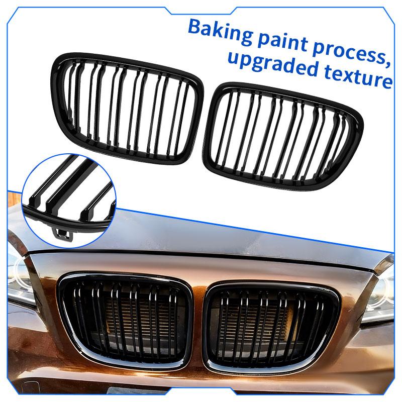 High Quality For BMW X1 E84 X1 18i 20i 25i 28i 2011-2016 Automotive External Accessories Double Line Smooth Black Front Grille