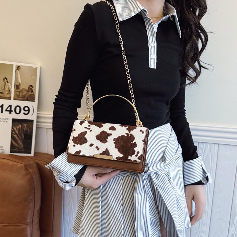 Yogodlns Women PU Leather Small Handbag Cow Print Crossbody Shoulder Bag for Work Daily Shopping Travel Phone Purse