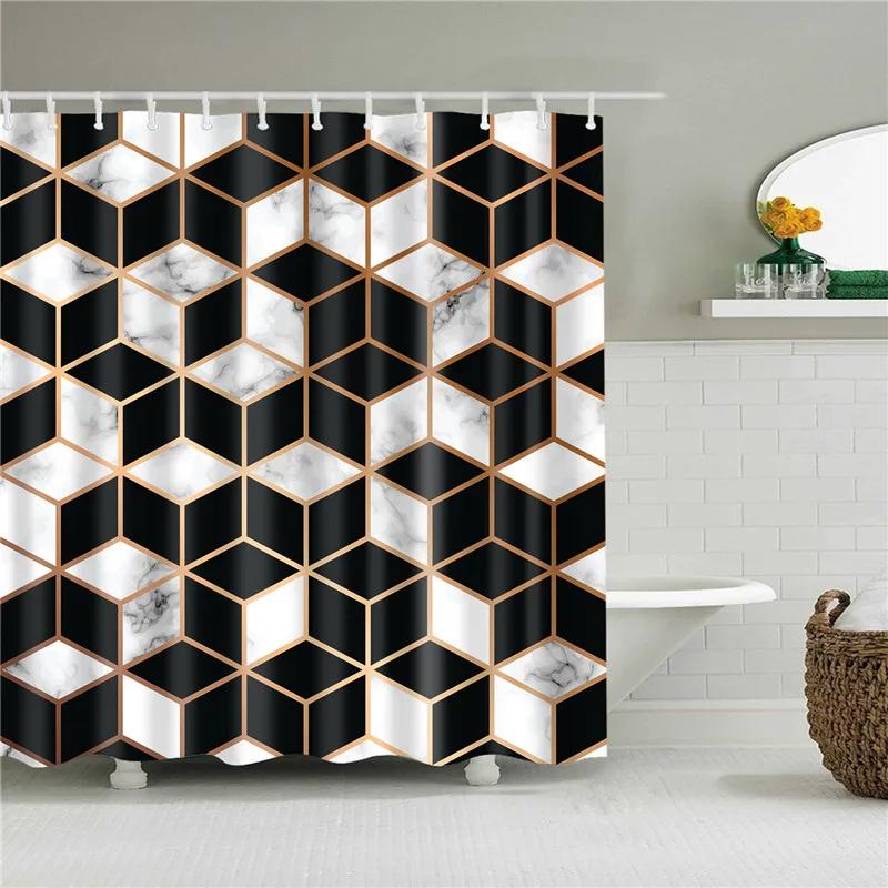 Waterproof Shower Curtains for Bathroom Home Decor Polyester Fabric Shower Curtains Geometric Pattern Multi-size Shower Curtains