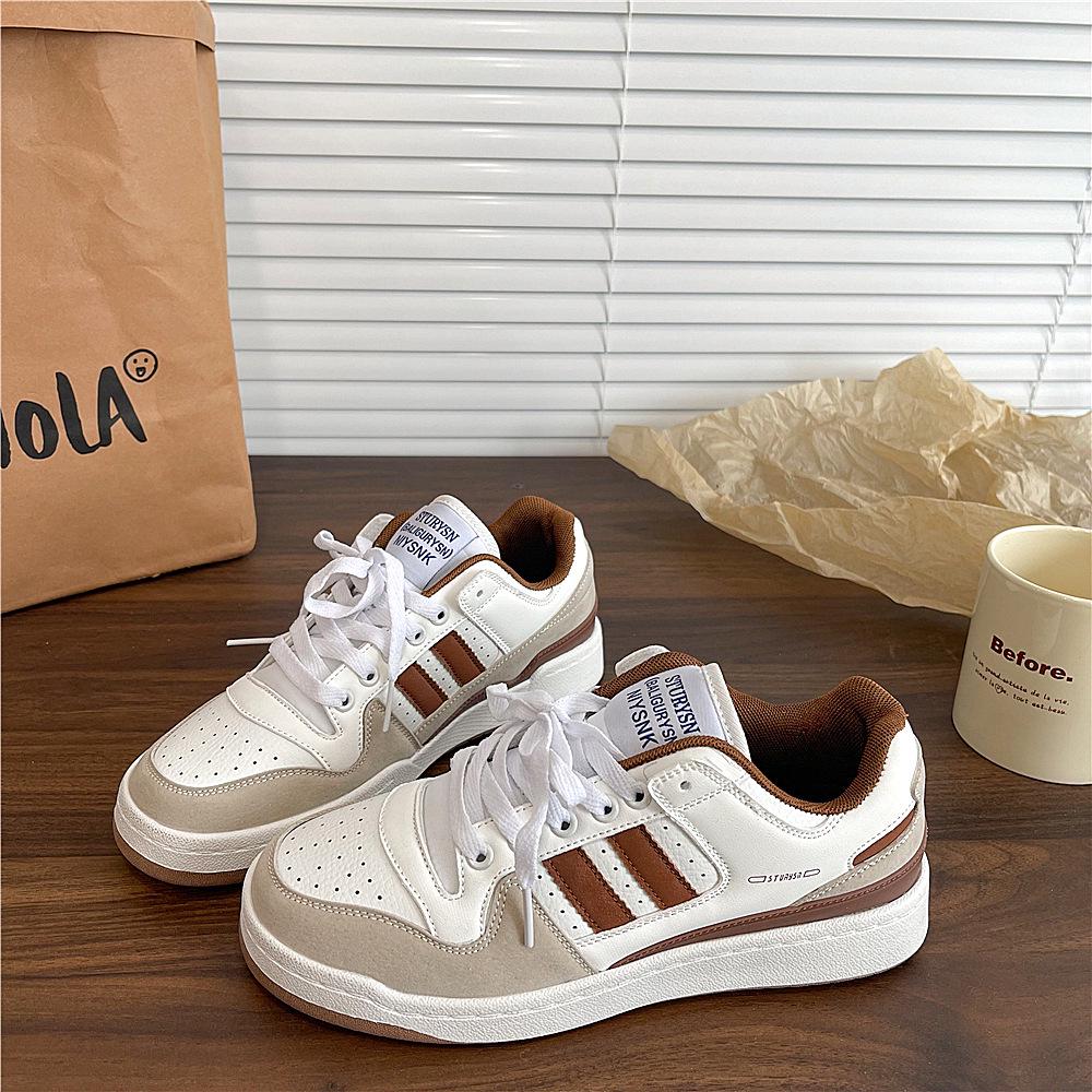 Autumn 2025 Hong Kong Style Lace-Up Sneakers: Trendy Men's and Women's Casual White Shoes