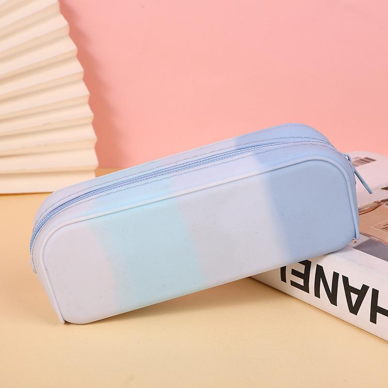 Colorful Silicone Pencil Case Waterproof Large Capacity Pouch Pen Bag Korean Aesthetic Stationery for Girls Kids School Supplies