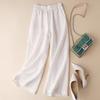 Pantaloni Estivi da Donna Cotone Lino Vita Elastica Gamba Larga Casual Leggeri Monocolore Palazzo Pantaloni Donna Fondo