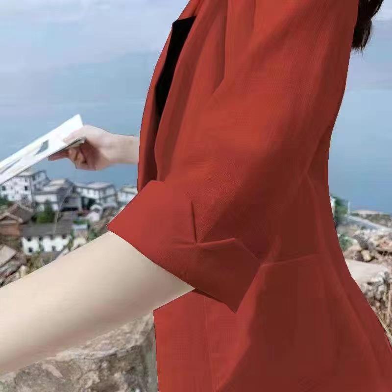 Women's Cotton Linen Blazer - Spring/Summer 2025 British Style, Casual Sun Protection Jacket