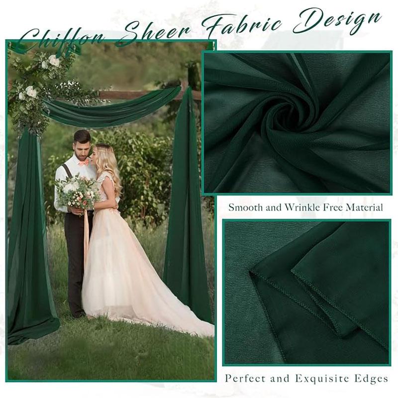 Dark Green Chiffon Wedding Arch Draping Fabric Sheer Curtains Drapery Ceremony Reception Backdrop Curtain Party Swag Christmas