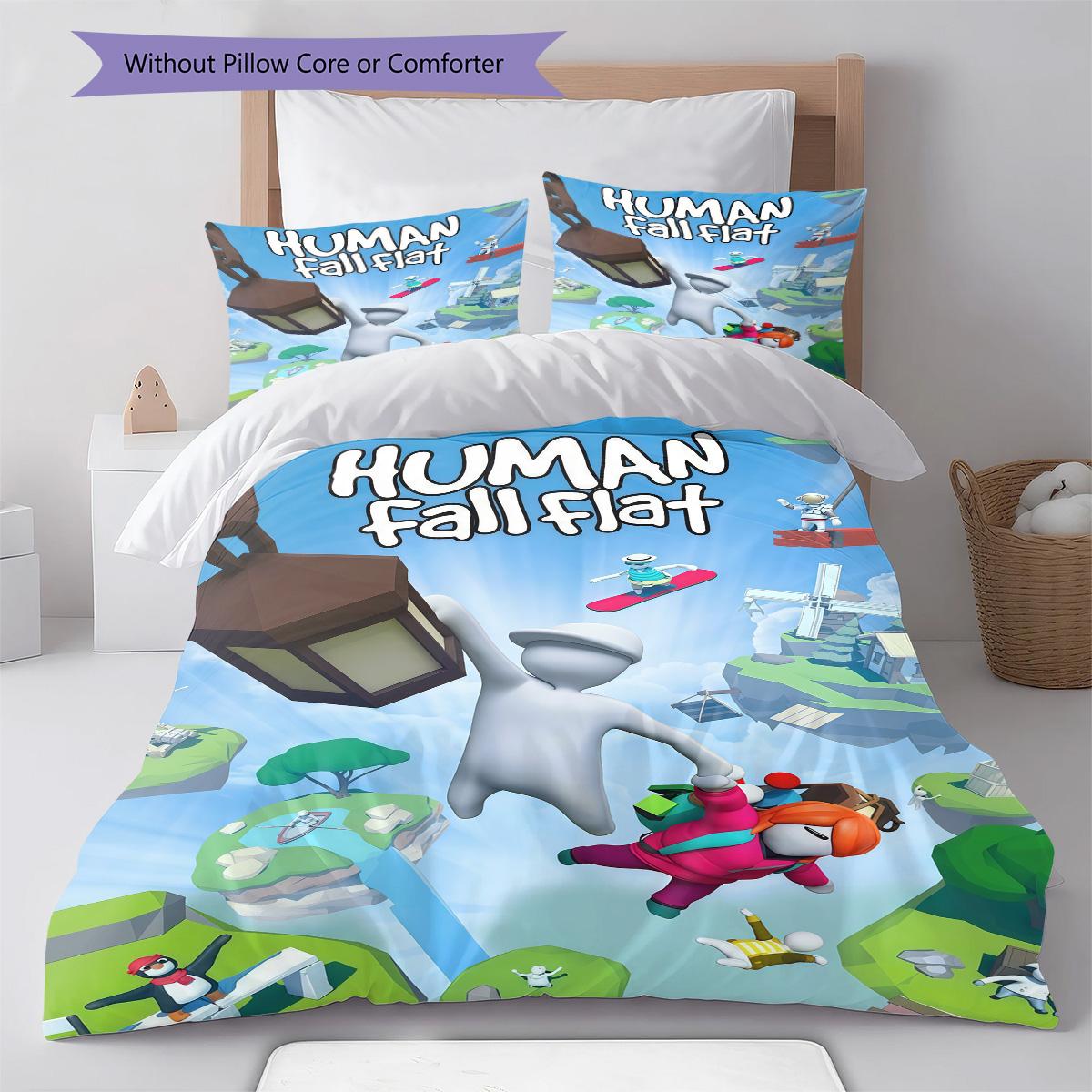 

Human Fall Flat RugPattern Bedding Quilt Set Quilt Cover Pillowcase Home Decoration Birthday Gift (1 * duvet cover + 2 * pillowcase, without core) 135x200cm