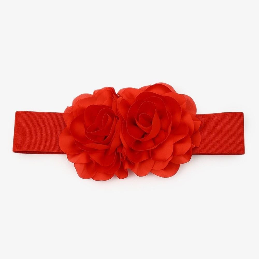 Large Flowers Waist Belt Elastic Corset Belt Elegant Stretch Waistband Dress Accessories
