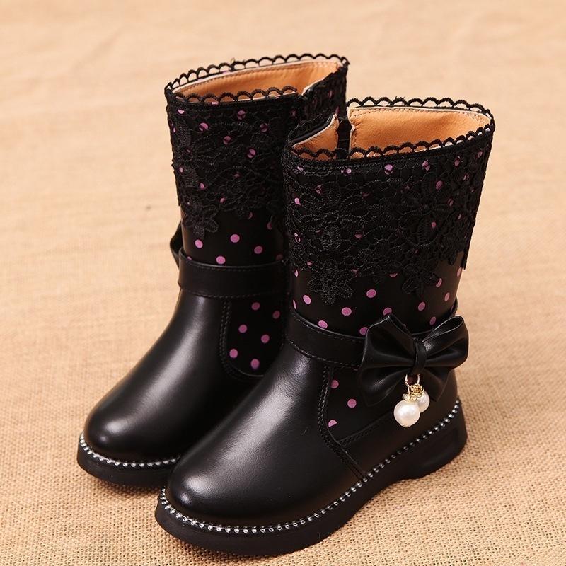 Girls Boots New Autumn Fashion Princess Kids Soft Sneakers Child Snow Boots Spring PU Leather Children Shoes Kids EU Size 27-37