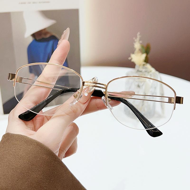 

Унисекс Очки от близорукости с защитой от синего света Новые Винтажные Овальные Очки с полуободковой оправой для женщин и мужчин Очки с минусовыми диоптриями -2.5 золотой