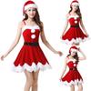Red Velvet Women Christmas Costume With Soft Touch Santa Claus Dress And Hat