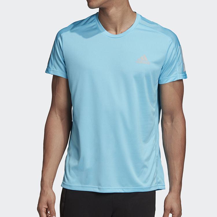 Adidas Running Sports T-Shirt Men Tops Aqua-Blue Dark-Silver-Gray FT1429