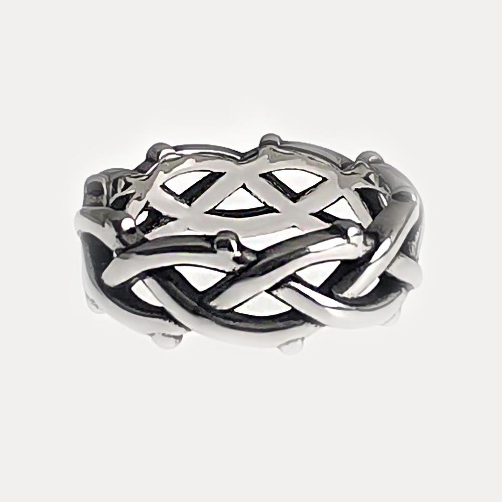 Cross-border Bramble Vine Woven Titanium Steel Ring - Hip Hop Style, Non-fading Niche Jewelry for Men