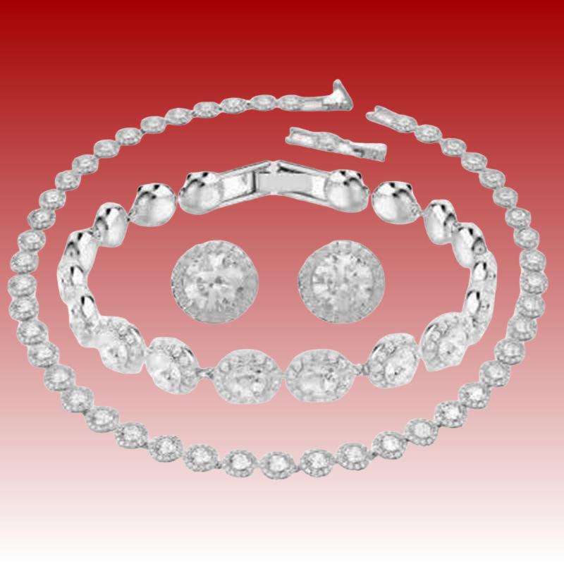 Shijia Kadın Hafif Lüks Kristal Kolye, Bileklik ve Küpe Seti