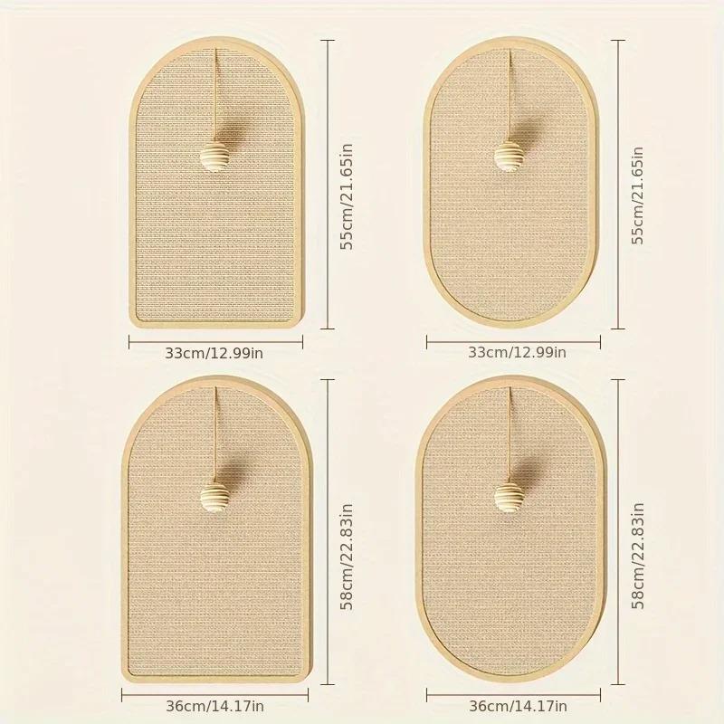 Large Sisal Cat Activity Station Scratching Post Pad Washable with Hanging Ball Toy Fun Play Self Adhesive Wall Mount Panel