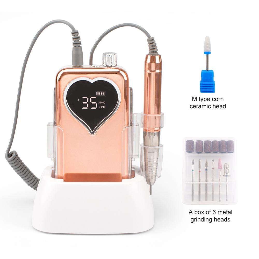 

BEPAN Brushless Plating gold Handpiece Rectangle 35000RPM Portable Nail Drill Machine Set for File Desktop Base US