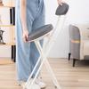 For Tall Table Chair Folding Portable Coffee Dining Chairs PU Backrest White Fashion Bar Furniture Narrow Space Storage