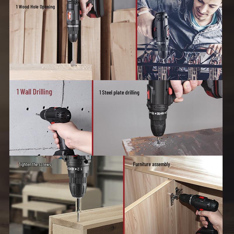 High-Power 12V Rechargeable Lithium Battery Drill & Screwdriver Set