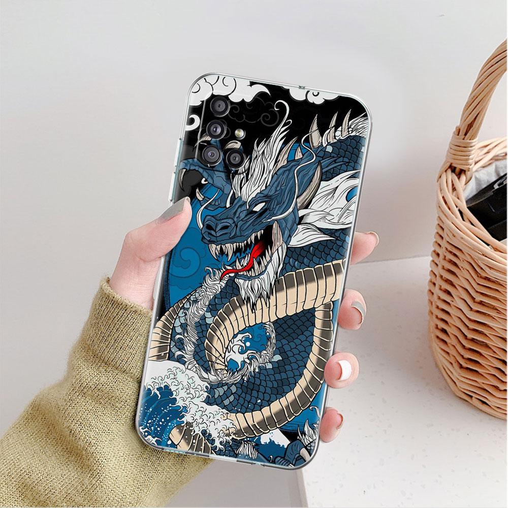 Clear Case For Samsung Galaxy A52 A12 A51 A32 A21s A71 A32 A22 50 A70 A31 A72 5G Phone Cover Fashion Chinese Vintage Dragon