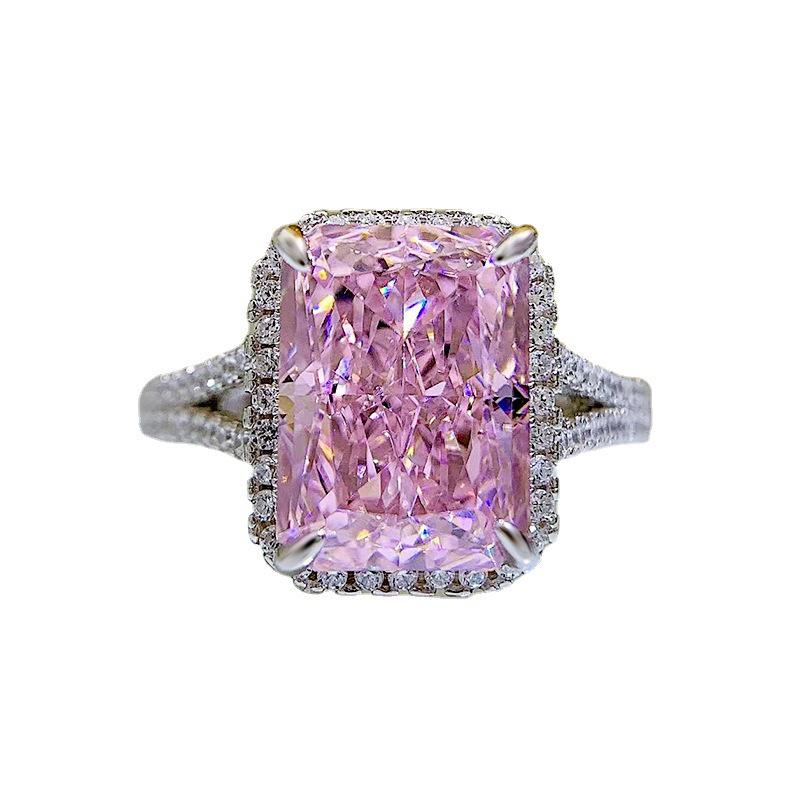 Hui Zhi Yi 2024 S925 Silver European & American High Carbon Diamond Ring - Fashionable & Versatile High-End