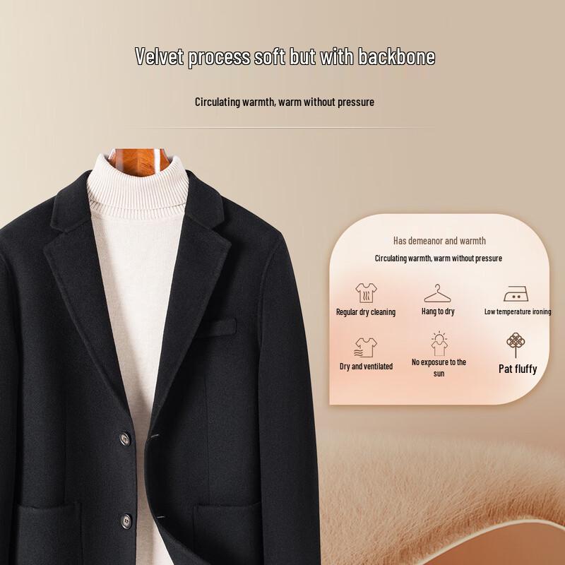 Men's 100% Wool Double-faced Lapel Coat