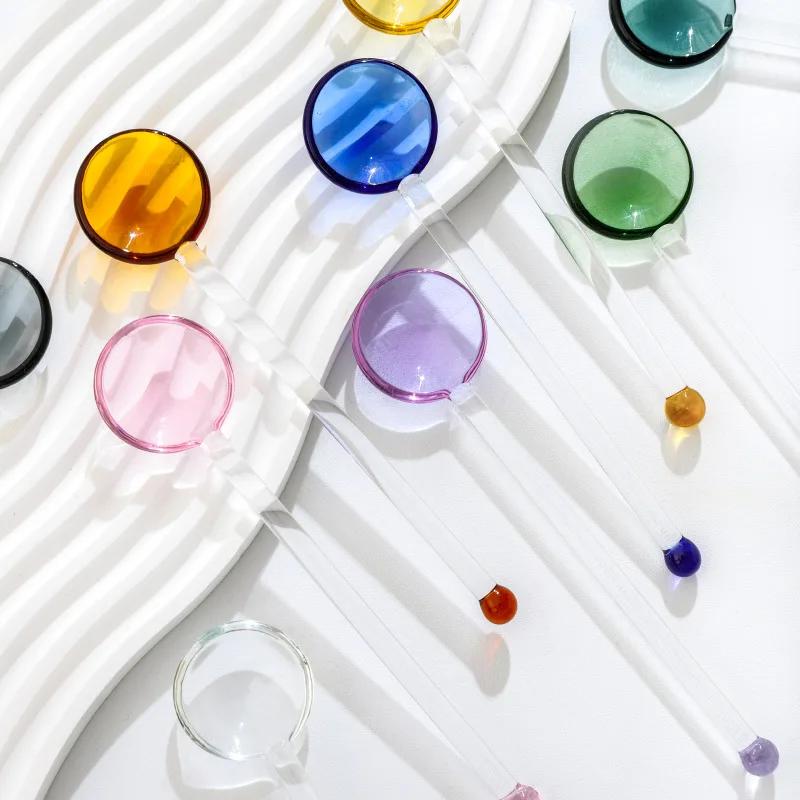 1pc Glass Dinnerware Spoon Tea Dessert Coffee Ice Cream Accessories Bar Tools New Long Handle Kitchen Accessories